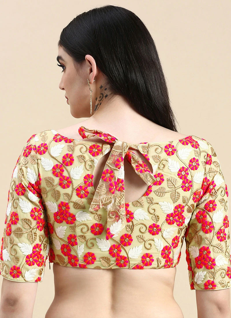Multicoloured Net Embroidered Blouse Festive Wear 4 Multicoloured Net Embroidered Blouse Festive Wear - Image 4
