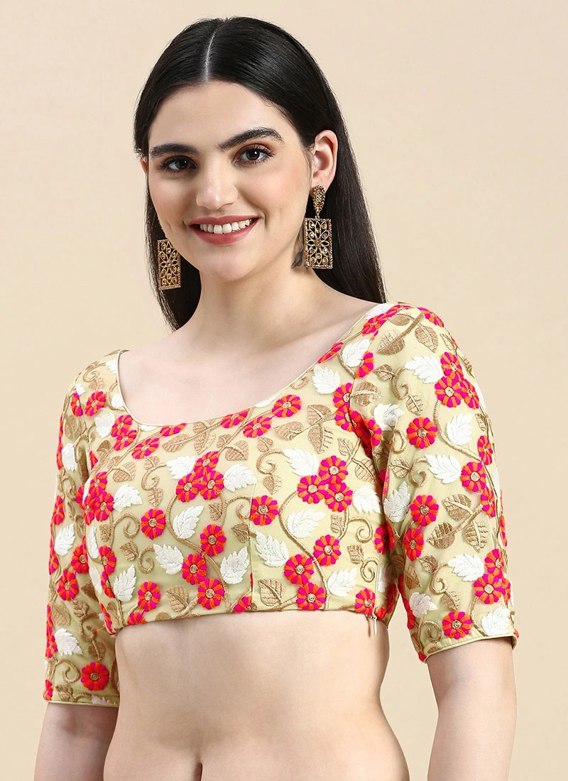 Multicoloured Net Embroidered Blouse Festive Wear 1 Multicoloured Net Embroidered Blouse Festive Wear