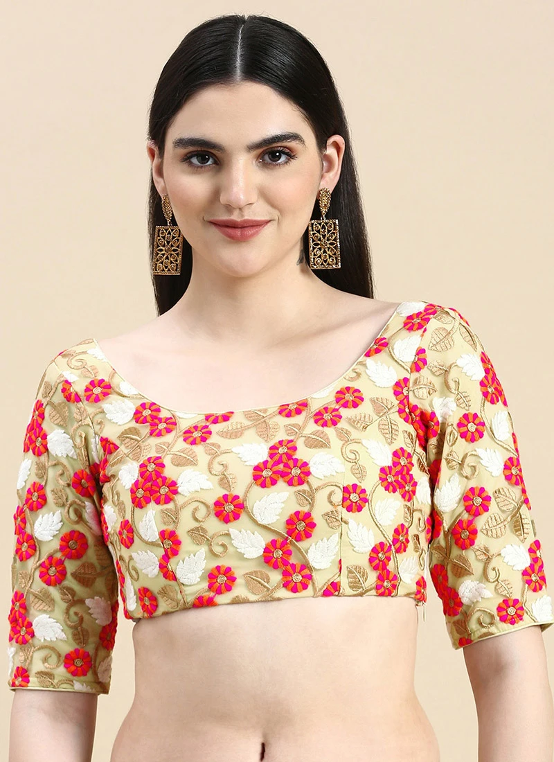 Multicoloured Net Embroidered Blouse Festive Wear 3 Multicoloured Net Embroidered Blouse Festive Wear - Image 3