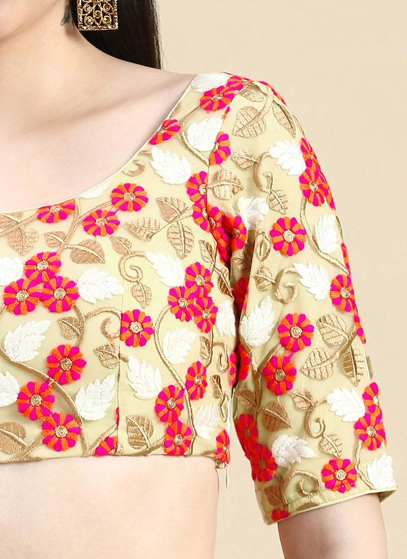 Multicoloured Net Embroidered Blouse Festive Wear 7 Multicoloured Net Embroidered Blouse Festive Wear - Image 7