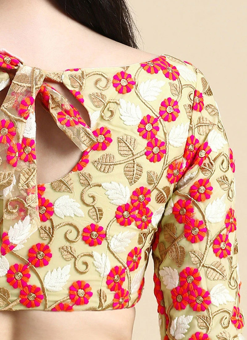 Multicoloured Net Embroidered Blouse Festive Wear 8 Multicoloured Net Embroidered Blouse Festive Wear - Image 8