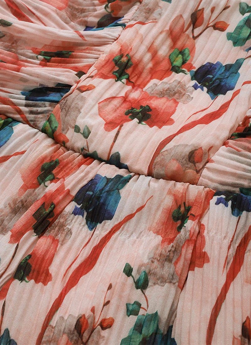 Multicoloured Pleated Georgette Jumpsuit Festive Wear After Six Wear 5 Multicoloured Pleated Georgette Jumpsuit Festive Wear After Six Wear - Image 5