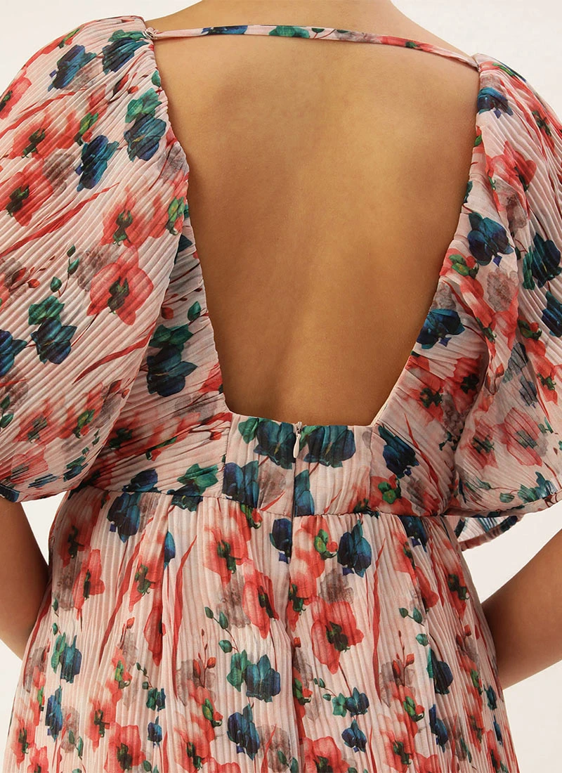 Multicoloured Pleated Georgette Jumpsuit Festive Wear After Six Wear 6 Multicoloured Pleated Georgette Jumpsuit Festive Wear After Six Wear - Image 6