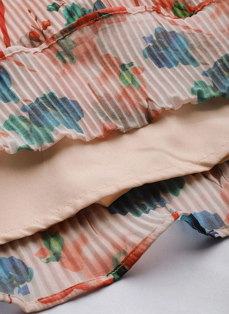 Multicoloured Pleated Georgette Jumpsuit Festive Wear After Six Wear 8 Multicoloured Pleated Georgette Jumpsuit Festive Wear After Six Wear - Image 8