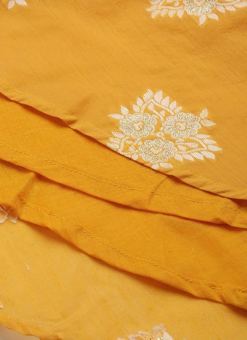 Mustard Art Silk Ruffled Dress Festive Wear 8 Mustard Art Silk Ruffled Dress Festive Wear - Image 8