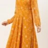 Mustard Digital Print Georgette Maxi Dress After Six Wear