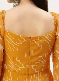 Mustard Digital Print Georgette Maxi Dress After Six Wear -Indo Clothing Shop Mustard Digital Print Georgette Maxi Dress DRBS02301953 rrc2