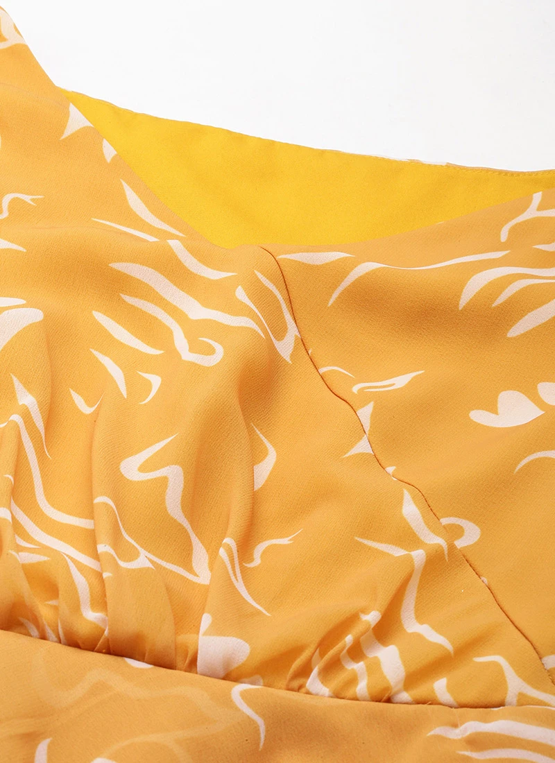Mustard Digital Printed Georgette Dress After Six Wear 5 Mustard Digital Printed Georgette Dress After Six Wear - Image 5