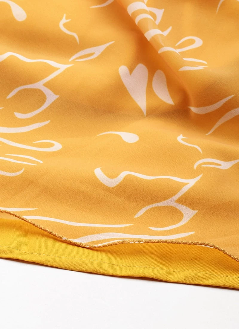 Mustard Digital Printed Georgette Dress After Six Wear 6 Mustard Digital Printed Georgette Dress After Six Wear - Image 6