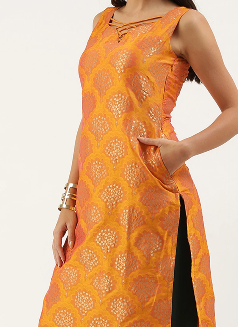 Mustard Kurta N Green Palazzo Set Wedding Wear 1 Mustard Kurta N Green Palazzo Set Wedding Wear