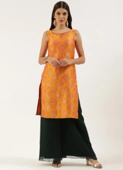 Mustard Kurta N Green Palazzo Set Wedding Wear 10 Mustard Kurta N Green Palazzo Set Wedding Wear -Indo Clothing Shop Mustard Kurta N Green Palazzo Set KSBS02204747 u