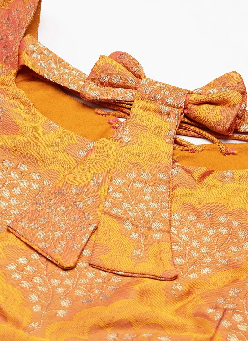 Mustard Kurta N Green Palazzo Set Wedding Wear 5 Mustard Kurta N Green Palazzo Set Wedding Wear - Image 5