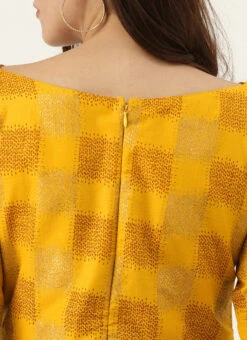 Mustard Printed Rayon Boat Neck Kurta Set After Six Wear -Indo Clothing Shop Mustard Printed Rayon Boat Neck Kurta Set KSBS02009854 rrc3