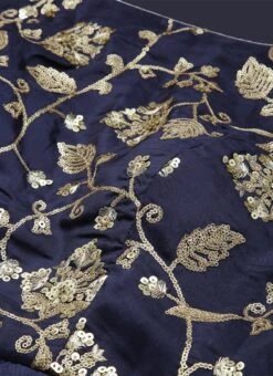 Navy Blue Embroidered Kali Style Gown Festive Wear -Indo Clothing Shop Navy Blue Embroidered Kali Style Gown IWBS02203495 rrc2