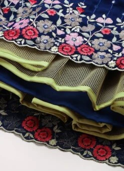 Navy Blue Embroidered Pleated Style Gown Party Wear -Indo Clothing Shop Navy Blue Embroidered Pleated Style Gown IWBS02209733 rrc4