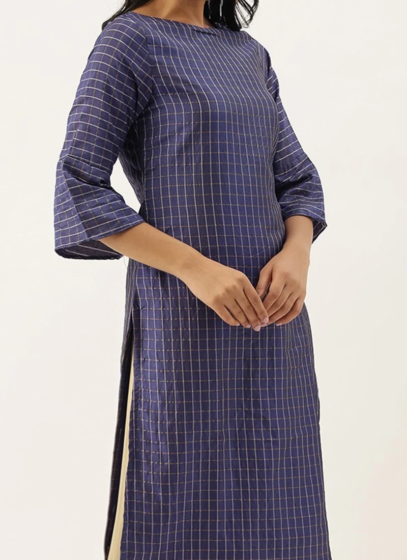 Navy Blue N Beige A Line Kurta Palazzo Set Festive Wear 1 Navy Blue N Beige A Line Kurta Palazzo Set Festive Wear