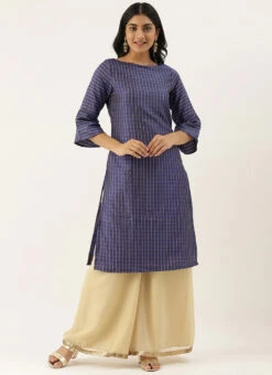 Navy Blue N Beige A Line Kurta Palazzo Set Festive Wear 10 Navy Blue N Beige A Line Kurta Palazzo Set Festive Wear -Indo Clothing Shop Navy Blue N Beige A Line Kurta Palazzo Set KSBS02101766 u