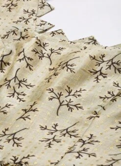 Off White Art Silk Gathered Flare Dress Festive Wear -Indo Clothing Shop Off White Art Silk Gathered Flare Dress DRBS02204729 rrc1