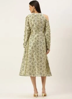 Off White Art Silk Printed Dress After Six Wear 11 Off White Art Silk Printed Dress After Six Wear -Indo Clothing Shop Off White Art Silk Printed Dress DRBS02205900 b