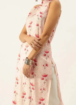 Off White Chanderi Modal Halter Neck Kurta Set After Six Wear