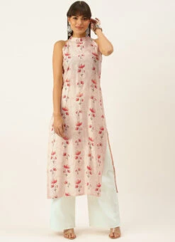Off White Chanderi Modal Halter Neck Kurta Set After Six Wear -Indo Clothing Shop Off White Chanderi Modal Halter Neck Kurta Set KSBS02111075 u
