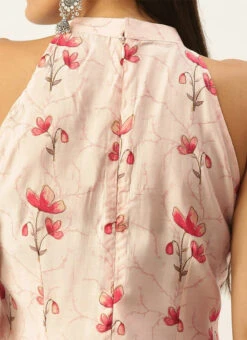 Off White Chanderi Modal Halter Neck Kurta Set After Six Wear -Indo Clothing Shop Off White Chanderi Modal Halter Neck Kurta Set KSBS02111075 rrc2