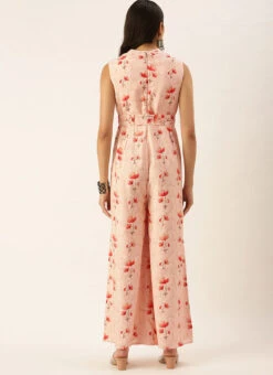 Off White Chanderi Modal Satin Collar Neck Jumpsuit After Six Wear -Indo Clothing Shop Off White Chanderi Modal Satin Collar Neck Jumpsuit DRBS02111127 b