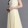 Off White Embroidered Floor Length Gown Festive Wear