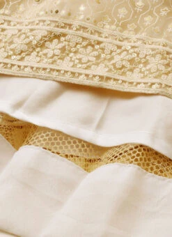 Off White Embroidered Kali Style One Shoulder Gown Party Wear -Indo Clothing Shop Off White Embroidered Kali Style One Shoulder Gown IWBS02007375 rrc4