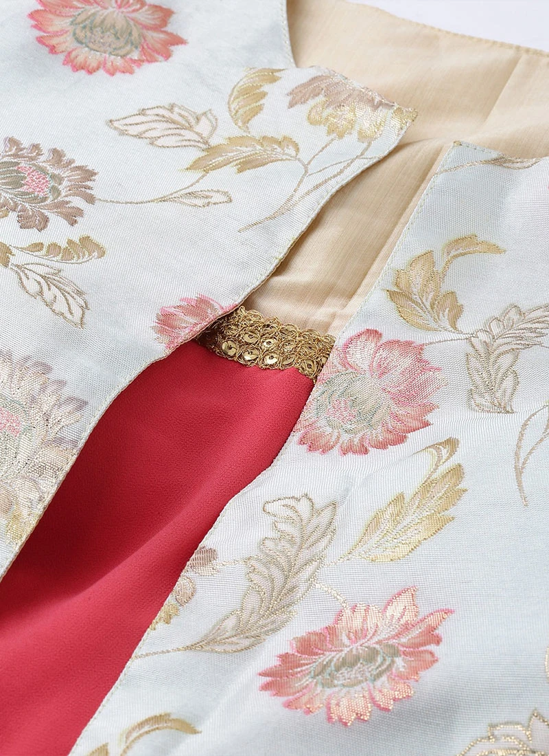 Off White Jacket Style Floor Length Gown Festive Wear 8 Off White Jacket Style Floor Length Gown Festive Wear - Image 8