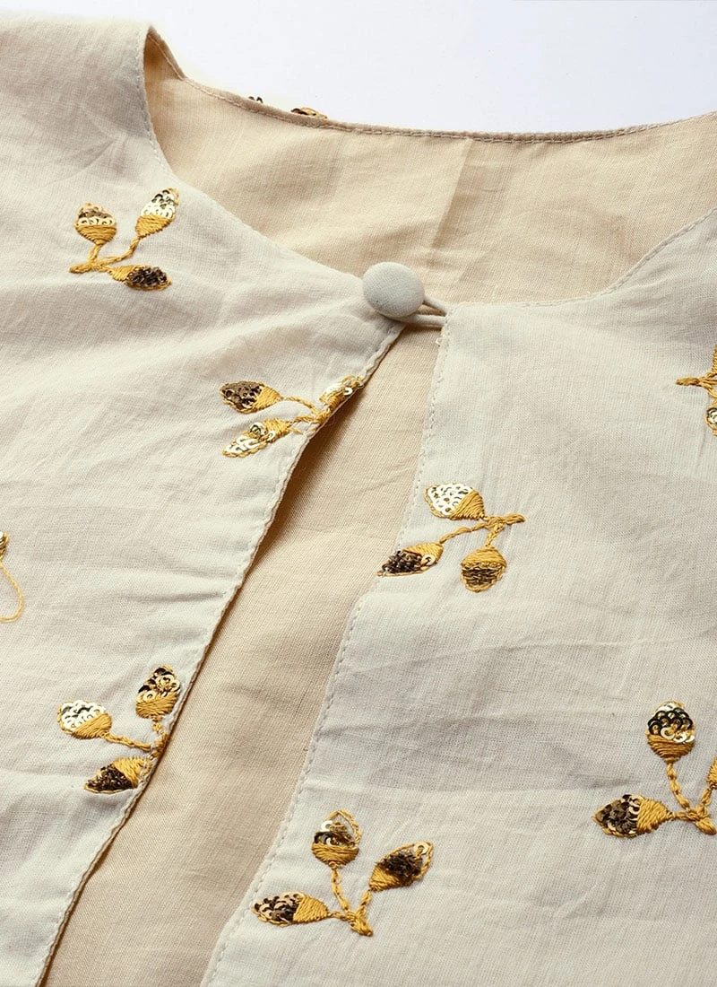 Off White N Black Embroidered Jacket Style Gown After Six Wear 6 Off White N Black Embroidered Jacket Style Gown After Six Wear - Image 6