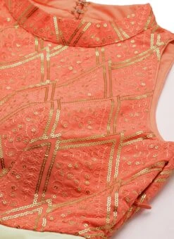 Off White N Peach Georgette Embroidered Gown Festive Wear 12 Off White N Peach Georgette Embroidered Gown Festive Wear -Indo Clothing Shop Off White N Peach Georgette Embroidered Gown IWBS02206269 rrc1