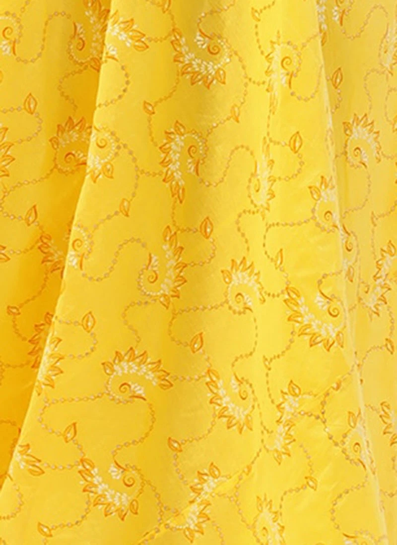 Off White N Yellow Foil Printed Gown Festive Wear 8 Off White N Yellow Foil Printed Gown Festive Wear - Image 8