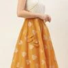 Off White N Mustard Jacquard Maxi Dress Festive Wear