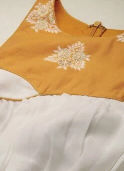 Off White N Mustard Jacquard Maxi Dress Festive Wear -Indo Clothing Shop Off White N mustard Jacquard Maxi Dress DRBS02210940 rrc1