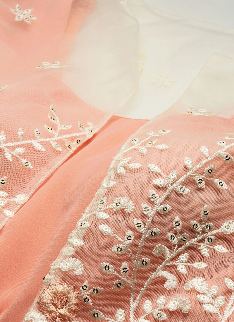 Jacket From Off White Net Embroidered Jacket Style Gown 5 Jacket From Off White Net Embroidered Jacket Style Gown - Image 5