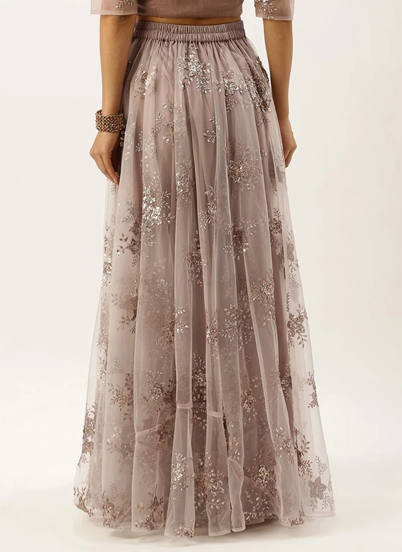 Off White Net Full Circular Skirt Party Wear 4 Off White Net Full Circular Skirt Party Wear - Image 4