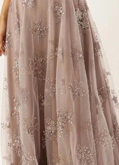 Off White Net Full Circular Skirt Party Wear