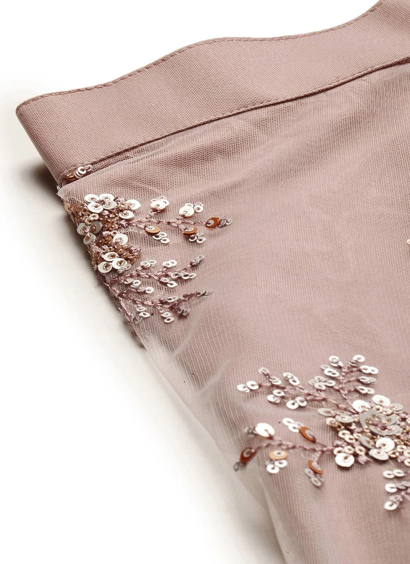 Off White Net Full Circular Skirt Party Wear 5 Off White Net Full Circular Skirt Party Wear - Image 5