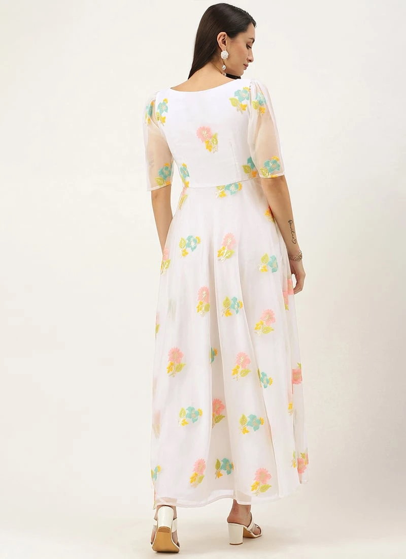 Off White Organza Ankle Length Dress After Six Wear 4 Off White Organza Ankle Length Dress After Six Wear - Image 4