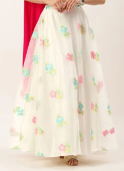 Off White Organza Jacquard Skirt Festive Wear -Indo Clothing Shop Off White Organza Jacquard Skirt WBBS02306396 b