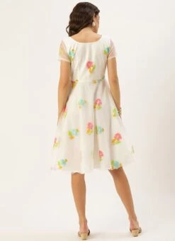 Off White Pleated Yoke Organza Dress After Six Wear 10 Off White Pleated Yoke Organza Dress After Six Wear -Indo Clothing Shop Off White Pleated Yoke Organza Dress DRBS02110893 b