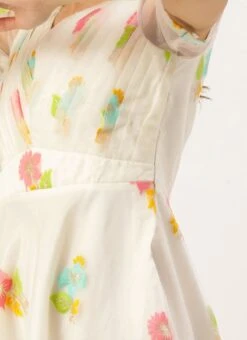 Off White Pleated Yoke Organza Dress After Six Wear 13 Off White Pleated Yoke Organza Dress After Six Wear -Indo Clothing Shop Off White Pleated Yoke Organza Dress DRBS02110893 rrc3