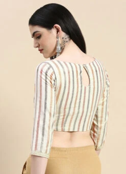 Off White Printed Cotton Blouse Festive Wear 13 Off White Printed Cotton Blouse Festive Wear -Indo Clothing Shop Off White Printed Cotton Blouse BLBS02210829 rrc2