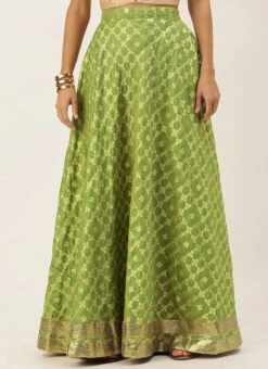 Olive Green Brocade Floor Length Skirt Festive Wear -Indo Clothing Shop Olive Green Brocade Floor Length Skirt WBBS02012674 u