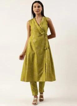 Olive Green Rayon Foil Print Kurta Set After Six Wear Festive Wear 10 Olive Green Rayon Foil Print Kurta Set After Six Wear Festive Wear -Indo Clothing Shop Olive Green Rayon Foil Print Kurta Set KSBS02211256 u 1