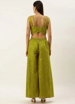 Bottom From Olive Green Rayon Foil Printed Co Ord Set After Six Wear -Indo Clothing Shop Olive Green Rayon Foil Printed Co ord Set IWBS02211126 b