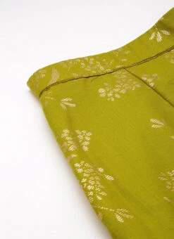 Bottom From Olive Green Rayon Foil Printed Co Ord Set After Six Wear -Indo Clothing Shop Olive Green Rayon Foil Printed Co ord Set IWBS02211126 rrc2