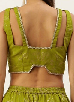 Bottom From Olive Green Rayon Foil Printed Co Ord Set After Six Wear -Indo Clothing Shop Olive Green Rayon Foil Printed Co ord Set IWBS02211126 rrc3