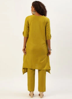 Olive Green Rayon Kurti Set Work Wear Festive Wear -Indo Clothing Shop Olive Green Rayon Kurti Set KSBS02209801 b